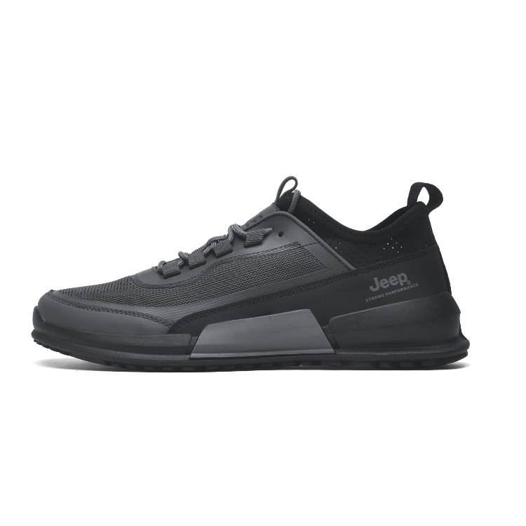 Jeep Mesh, Synthetic Leather Breathable, Abrasion Resistant, Lightweight Mid top Life Casual Men's Black Gray