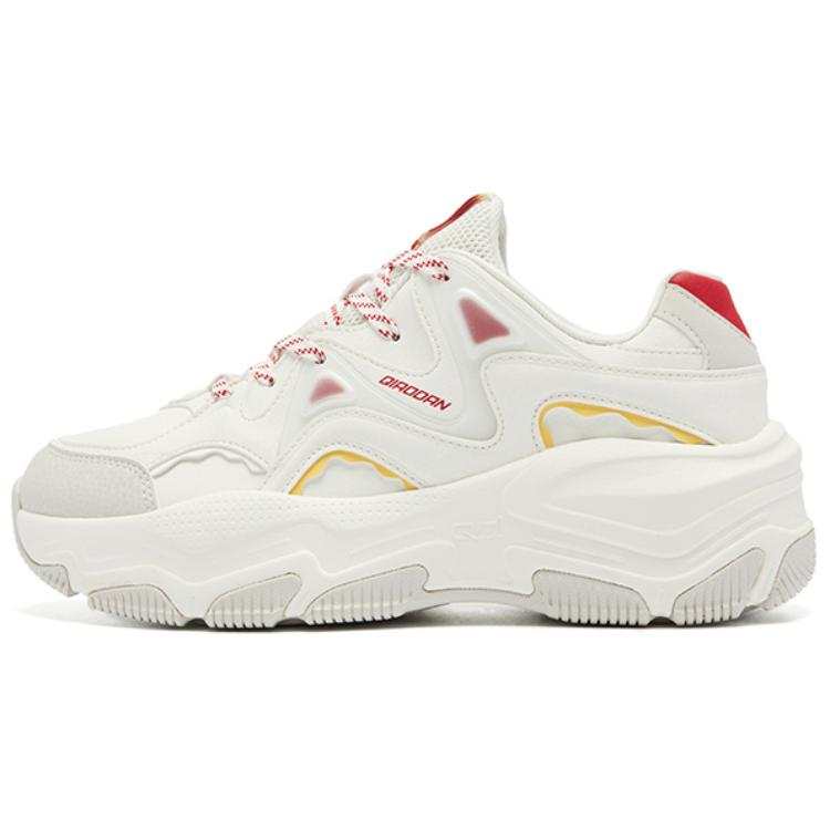QIAODAN Quality Drying Slip Resistant Abrasion Resistant Low top Casual Shoes Women's White Red