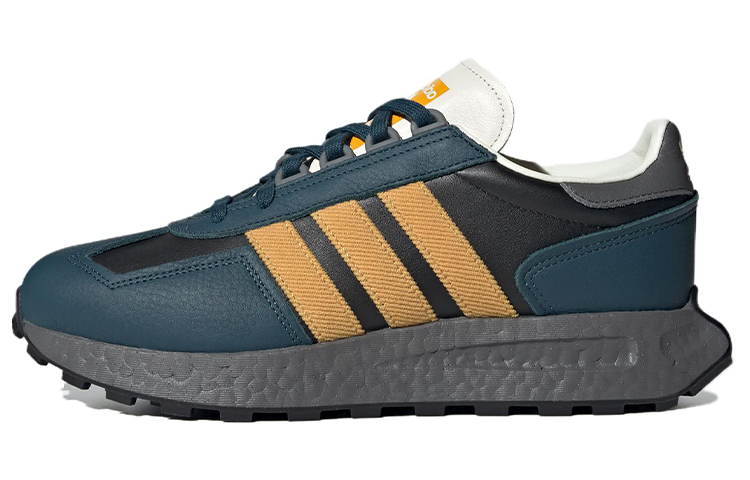 Adidas Originals RETROPY Leather Slip Resistant Low top Casual Shoes Men's Blue Yellow