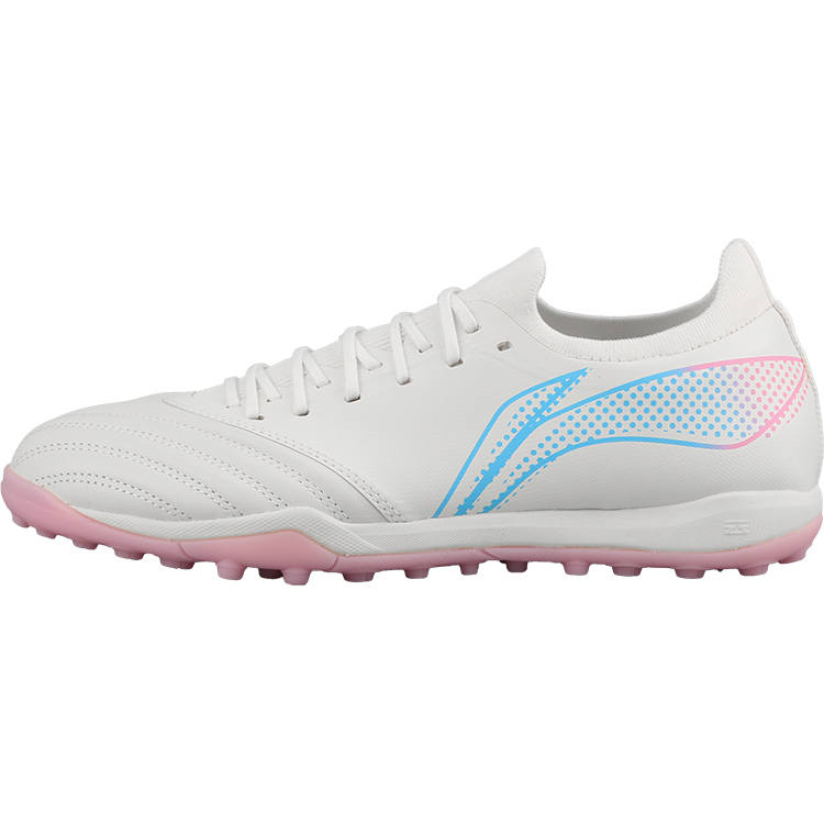 Li-Ning Li Ning TF Turf Firm Ground Cushioning, Wear Resistant Soccer Shoes Men's White Pink Blue