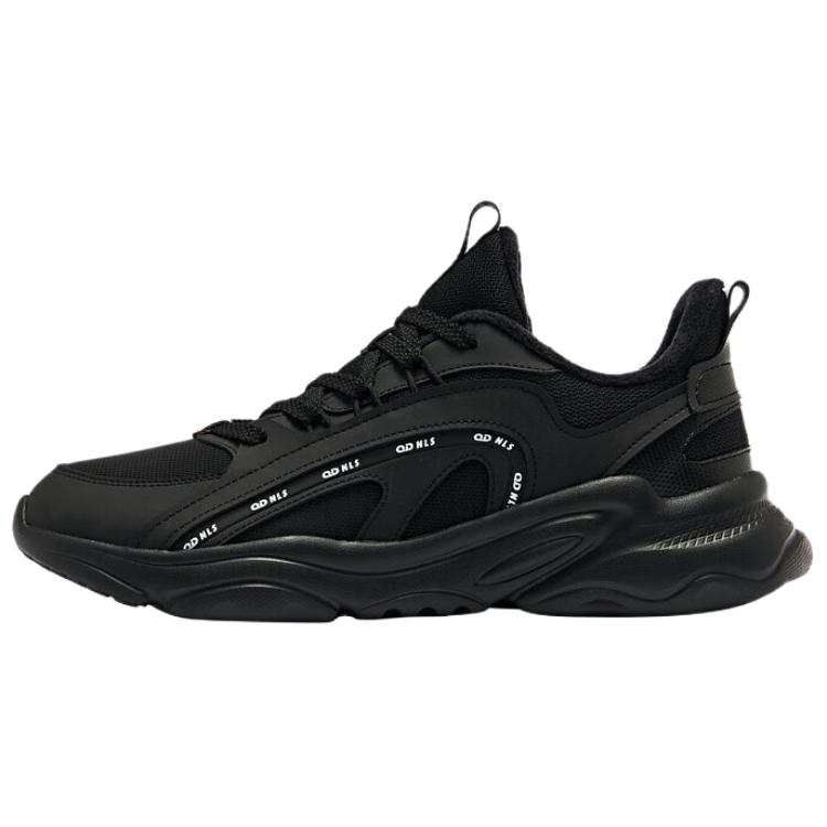 QIAODAN Textile, Synthetic Leather, TPU Comfortable Abrasion Resistant Thermal Low top Casual Shoes Men's Black