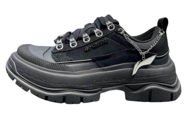 Li-Ning Li Ning Leather Slip Resistant Abrasion Resistant Low top Sports Casual Shoes Women's Black