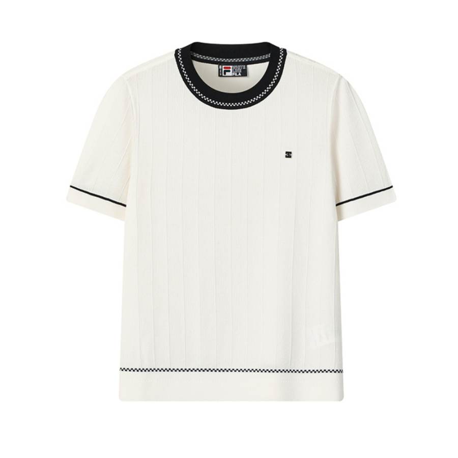 FILA WHITE Knitwear Women's Mist Lotus White Crew Neck Moderate