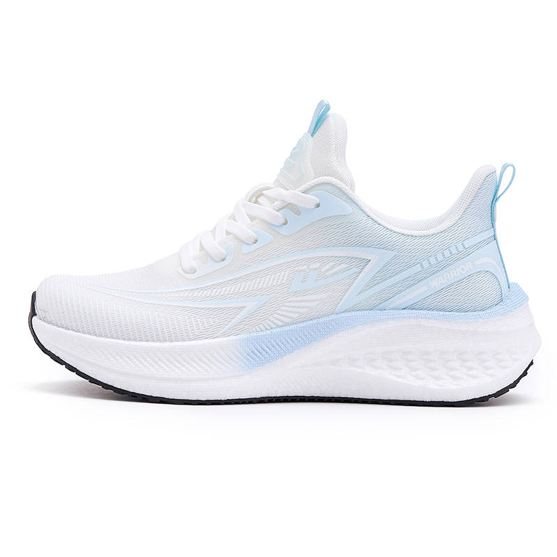 Warrior Cushioning Abrasion Resistant Lightweight Breathable Low top Running Shoes Women's White Light Blue