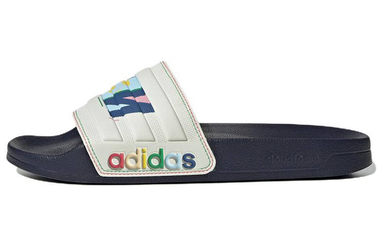 Adidas Neo Leather Patchwork Slide Slippers Unisex White
