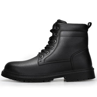 LANOUDUN Microfiber Leather Versatile Short Combat Boots Flat Unisex Black
