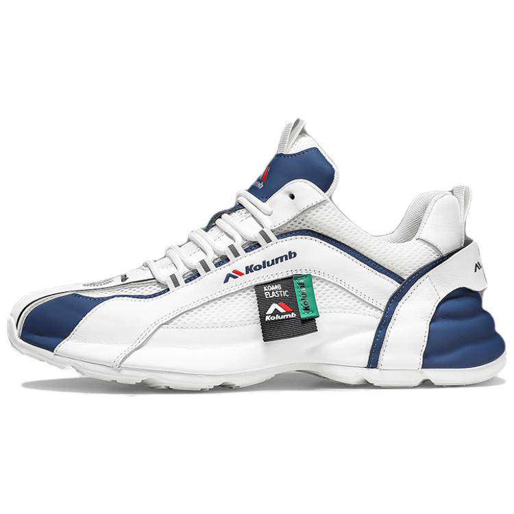 Kolumb Cushioning Abrasion Resistant Breathable Low top Casual Shoes Men's White Blue