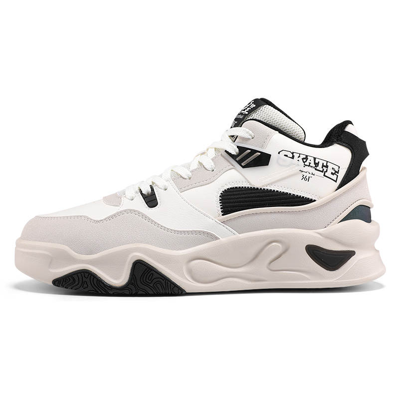 361° Comfortable And Versatile, Fleece Lined Slip Resistant Thermal High top Casual Shoes Men's White Gray Black