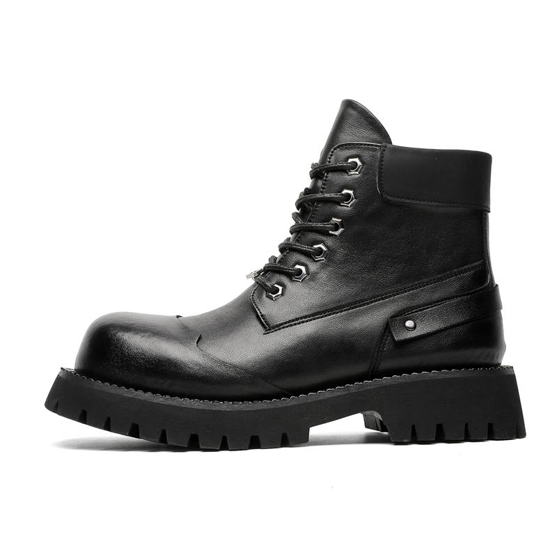 HUOFEIYU Short Combat Boots Men's Black