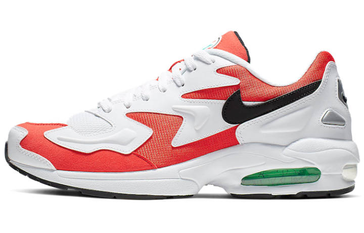 Nike Nike Air Max 2 Light Habanero Red Mesh, Synthetic Leather Cushioning Low top Casual Shoes Unisex Red