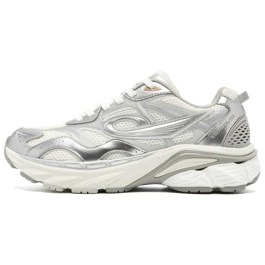 QIAODAN Slip Resistant Abrasion Resistant Breathable Coverage Low top Casual Shoes Men's Ivory White Silver