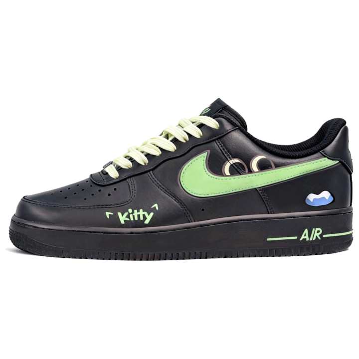 Nike Nike Air Force 1 Air Force 1, Jasper Fluorescent, Hand Drawn, Graffiti Couple Slip Resistant Abrasion Resistant Low top