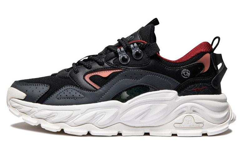 Erke Kunlun Five Elements Slip Resistant Abrasion Resistant Low top Casual Shoes Men's Black Red