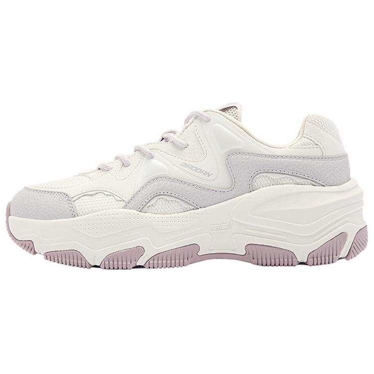 QIAODAN Cushioning Slip Resistant Lightweight Low top Casual Shoes Women's White Purple
