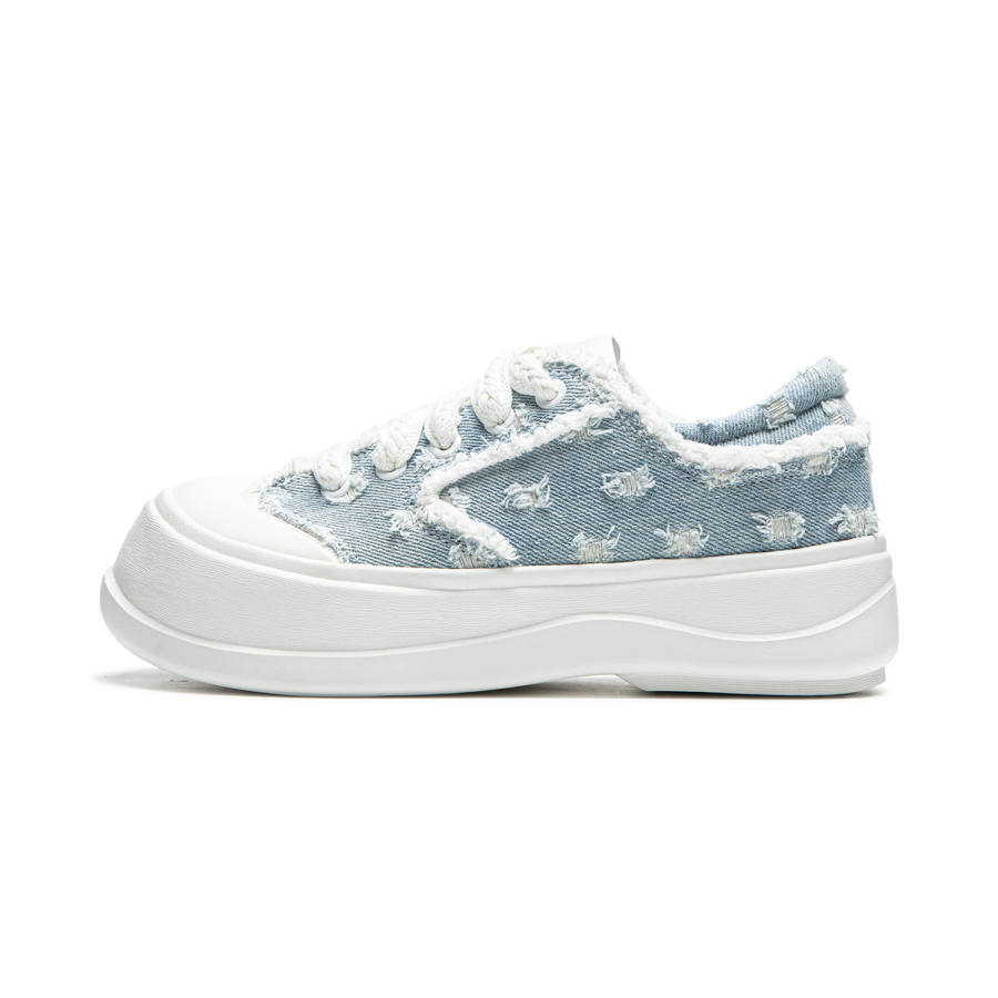 Li-Ning Li Ning Honey Platform Slip Resistant Abrasion Resistant Low top Casual Shoes Women's Floral Blue