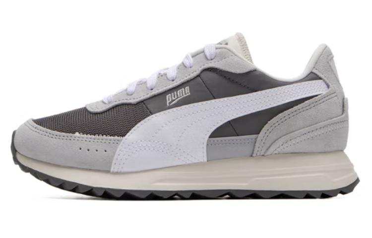 PUMA Road Rider Textile, Split Cow Leather Low top Casual Shoes Unisex Gray White