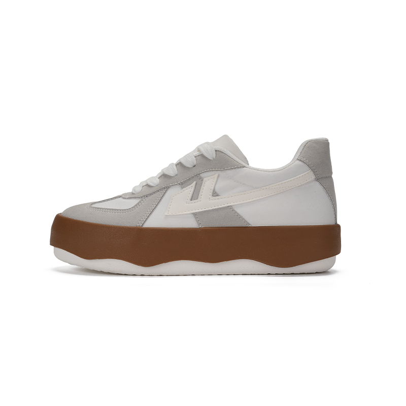 Warrior Cushioning Abrasion Resistant Height Increasing Low top Casual Shoes Unisex White Gray Brown