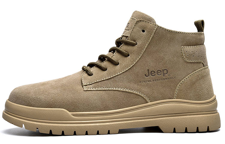 Jeep Jeep Ankle Length Combat Boots Medium Heel Men's Camel