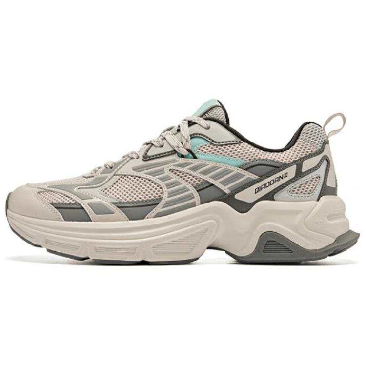 QIAODAN Slip Resistant Abrasion Resistant Slip Resistant Abrasion Resistant Low top Casual Shoes Men's Beige Gray