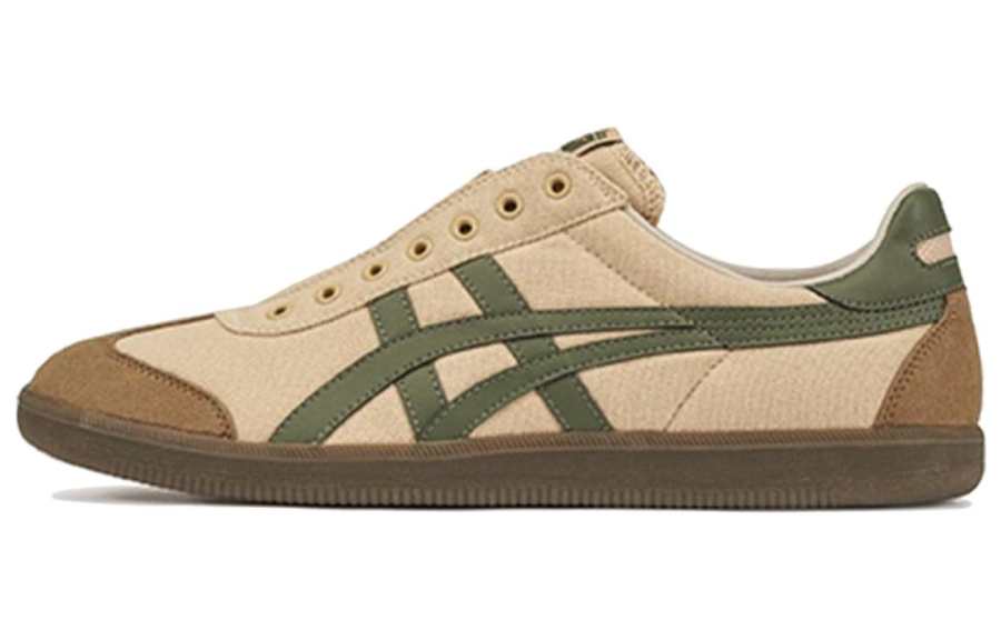 Onitsuka Tiger Tokuten Slip on Slip Resistant, Abrasion Resistant, Breathable Low top Casual Shoes Unisex Green Brown