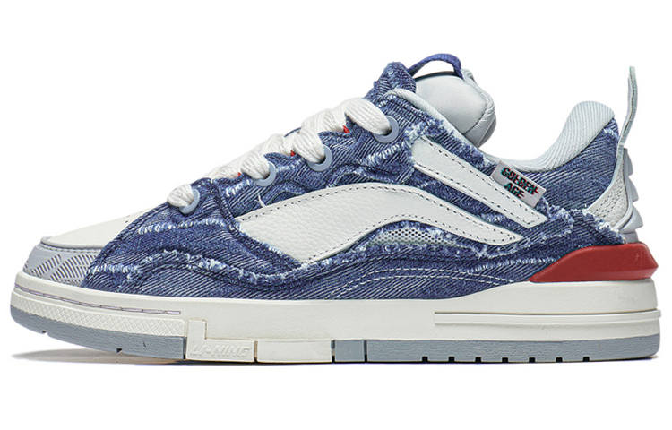 Li-Ning Li Ning Wave GOLDEN Denim Slip Resistant Abrasion Resistant Low top Casual Shoes Women's Blue White
