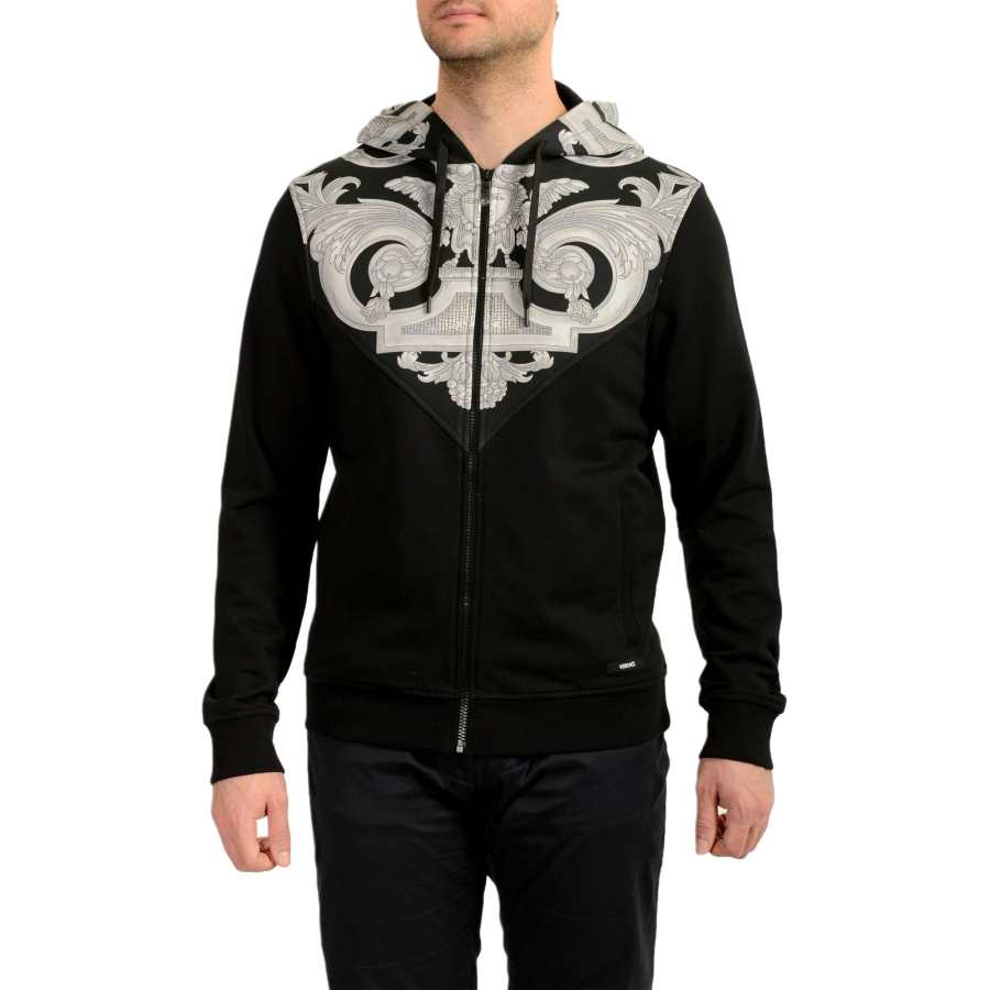 VERSACE Sweatshirts Men's Black Hooded Non Detachable Moderate Straight Fit
