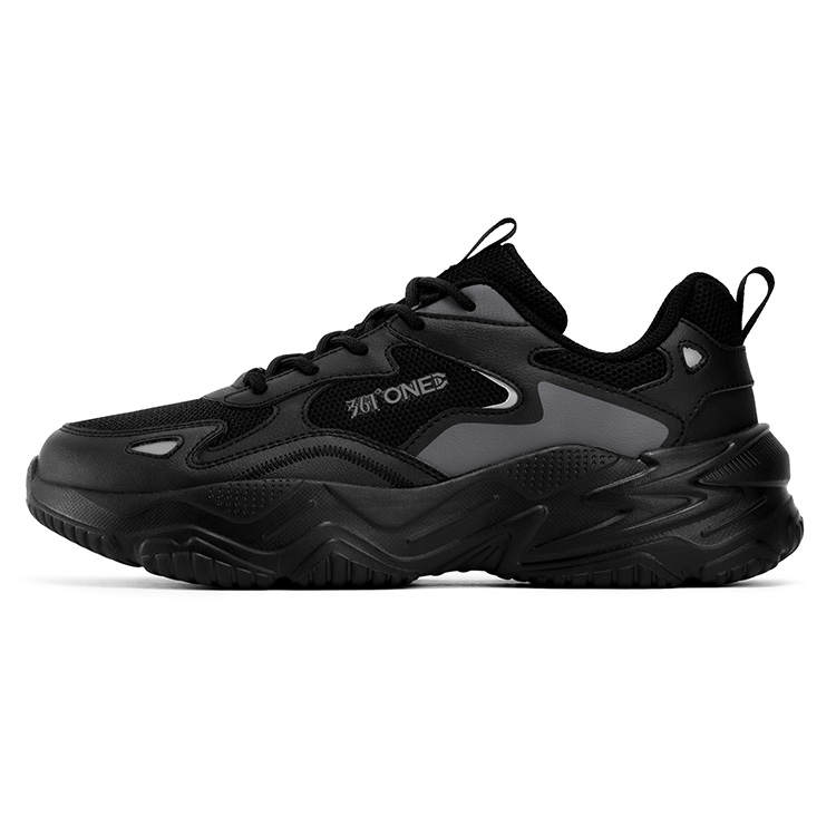 361° Croissant, Leather Mesh Cushioning Abrasion Resistant Low top Casual Shoes Men's Black Gray