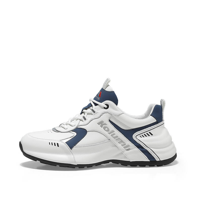 KOLUMB Slip Resistant Abrasion Resistant Low top Casual Shoes Men's White Blue