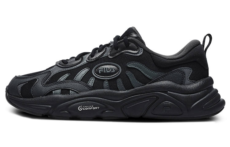 FILA Keppler Mesh, Textile, Synthetic Leather, Leather Retro Sports Low top Casual Shoes Men's Black