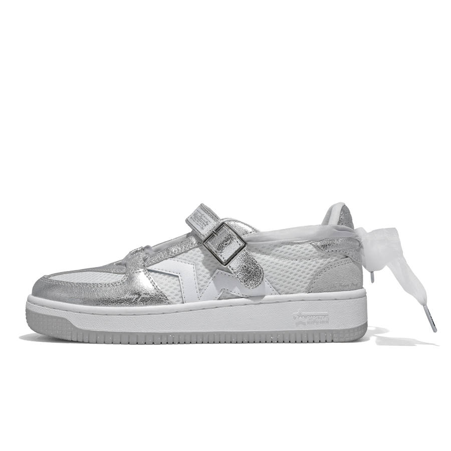 RIPSTAR Breathable Height Increasing Lightweight Low top Casual Shoes Women's Silver