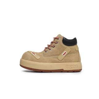 GANGMENG Short Combat Boots Medium Heel Unisex Brown