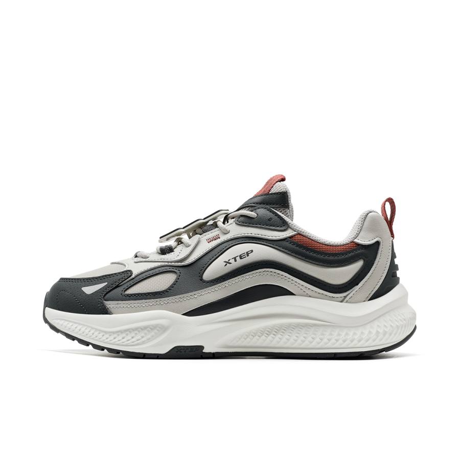 XTEP Slip Resistant Lightweight Non slip Lightweight Low top Casual Shoes Men's Gray Black Red