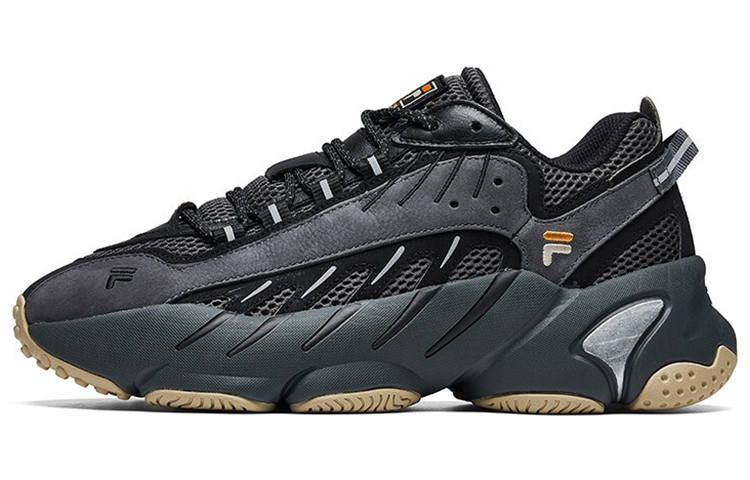 FILA FUSION Ade Textile, Synthetic Leather Low top Casual Shoes Men's Gray Black
