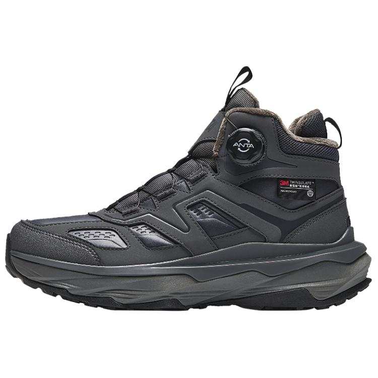 Anta Yueliang 2 Fleece Lined Trendy Slip Resistant Abrasion Resistant High top Casual Shoes Men's Black Gray