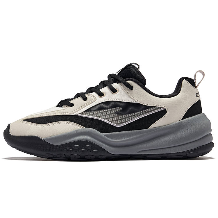Erke Pudding Wear resistant And Lightweight Low top Casual Shoes Men's Jet Black Pumice Gray
