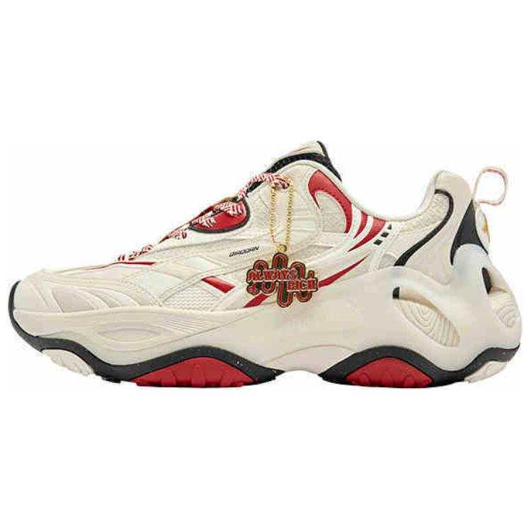 QIAODAN Wealth Every Day Comfortable And Trendy Slip Resistant Abrasion Resistant Low top Casual Shoes Men's Beige Red