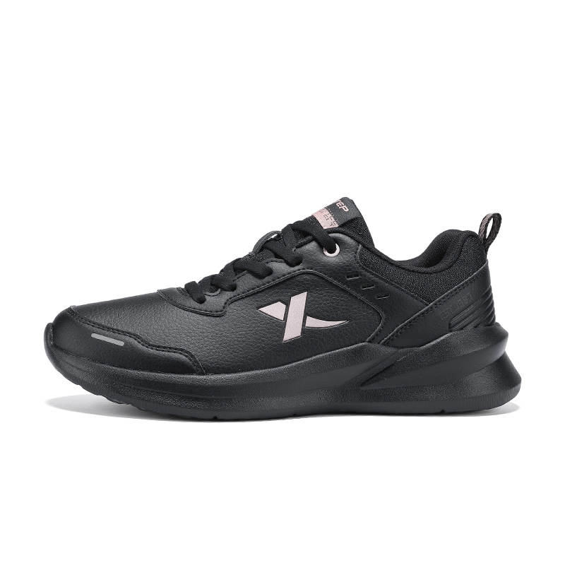 XTEP Synthetic Leather Cushioning, Wear Resistant Low top Casual Shoes Women's Black