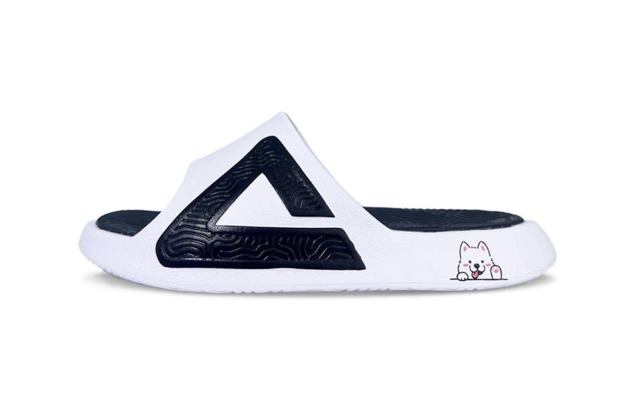 PEAK Tai Ji1.0 Quiet Abrasion Resistant Cushioning Quiet Abrasion Resistant Cushioning Slide Slippers Men's White Black