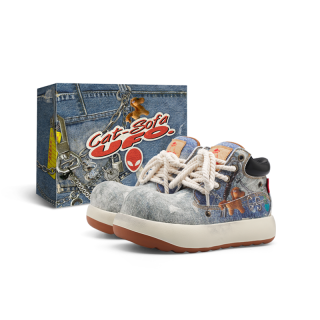 Cat&Sofa UFO Short Combat Boots Unisex Denim Blue
