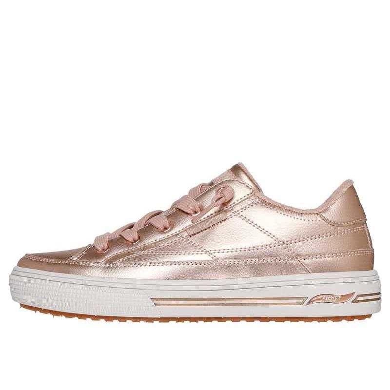 Skechers Arch Fit Leather Low top Casual Shoes Women's Rose Gold