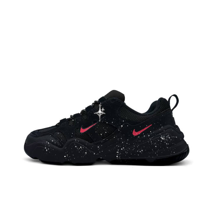 Nike Nike Tech Hera Starry Sky Suede Slip Resistant Abrasion Resistant Low top Casual Shoes Unisex Black Red