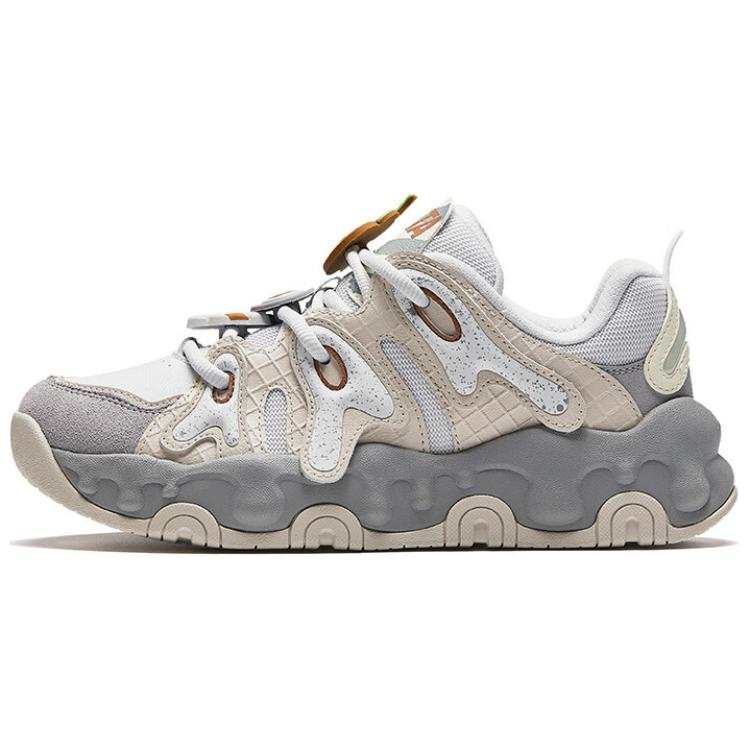 Anta Milkshake Synthetic Leather Breathable, Abrasion Resistant, Lightweight Low top Casual Shoes Women's Beige Gray