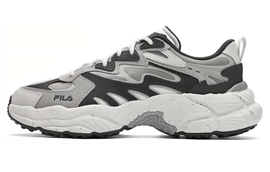 FILA Fern Sneakers Textile, Synthetic Leather Abrasion Resistant Low top Casual Shoes Men's Raven Gray