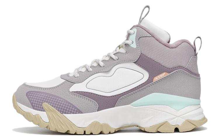 XTEP Casual Shoes Women's Mid Top White Gray Purple