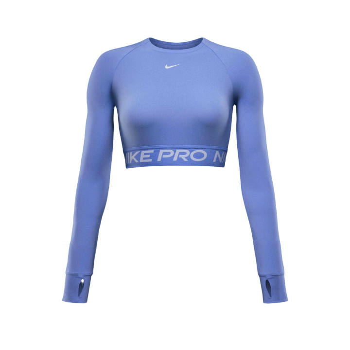 Nike Nike Pro Crop Tops Women's Royal Pulse/White Crew Neck Moderate