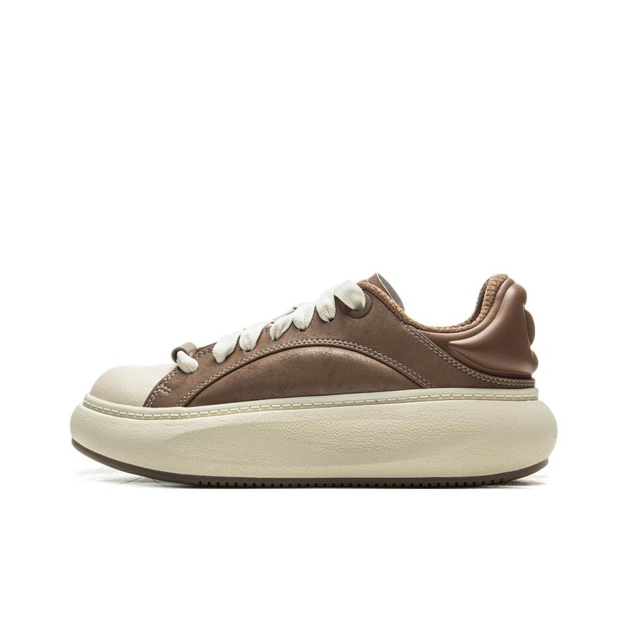 Li-Ning Li Ning Yun You C4D Slip Resistant Abrasion Resistant Low top Casual Shoes Women's Brown Yellow