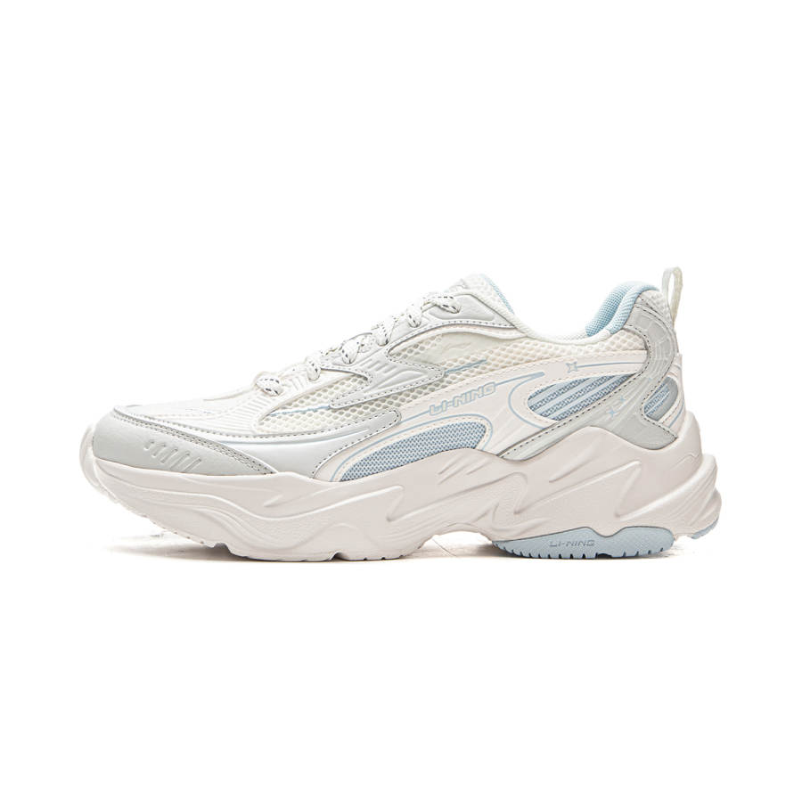 Li-Ning Li Ning Meteor Cushioning Slip Resistant Abrasion Resistant Support Low top Casual Shoes Women's White Gray Blue
