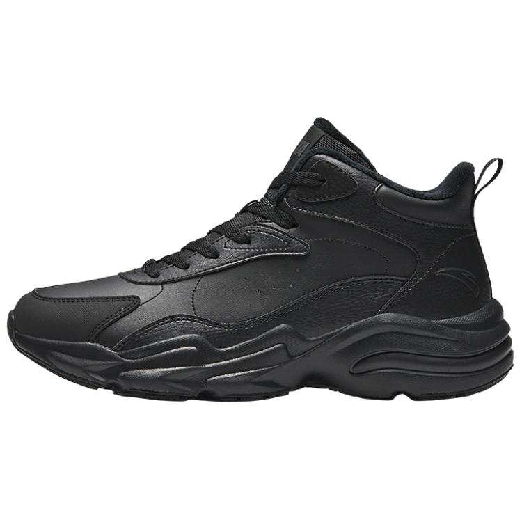 Anta Planet, Trendy Versatile, Fleece Lined Thermal Slip Resistant Mid top Casual Shoes Men's Black