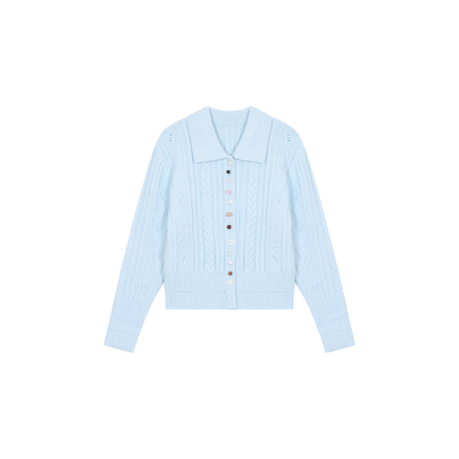 Umoumo Knitwear Women's Lapel Moderate Cardigan