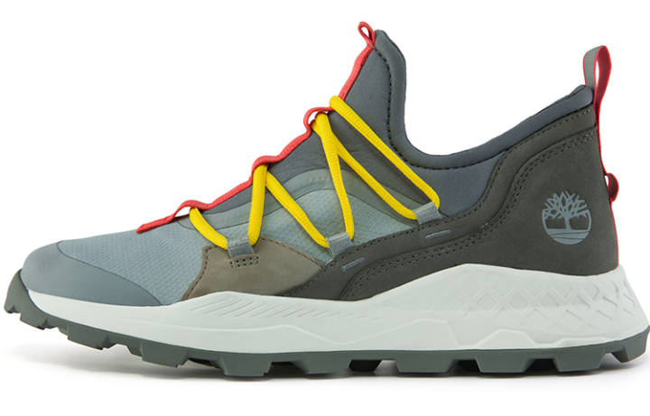 Timberland Timberland Brooklyn Leather And Fabric Oxford Trainers 'Medium Grey Mesh With Red'